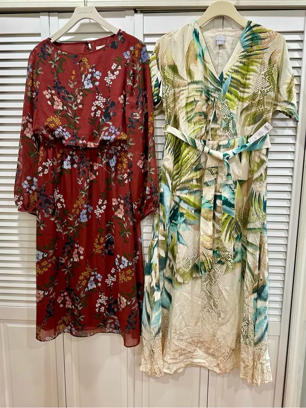 Lot of 2 Chico's Floral Long Sleeve Belted Midi Dress Size 00/ US 2 NWT